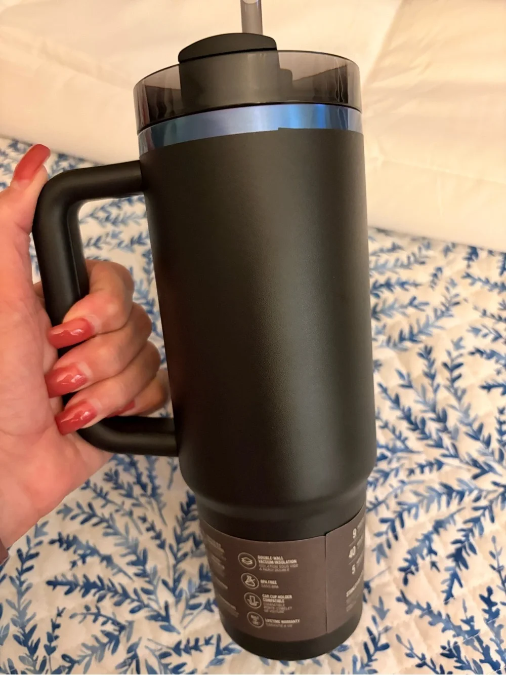 Stanley quencher h2.0 30 oz. Black Tumbler with Iridescent Purple Accents
